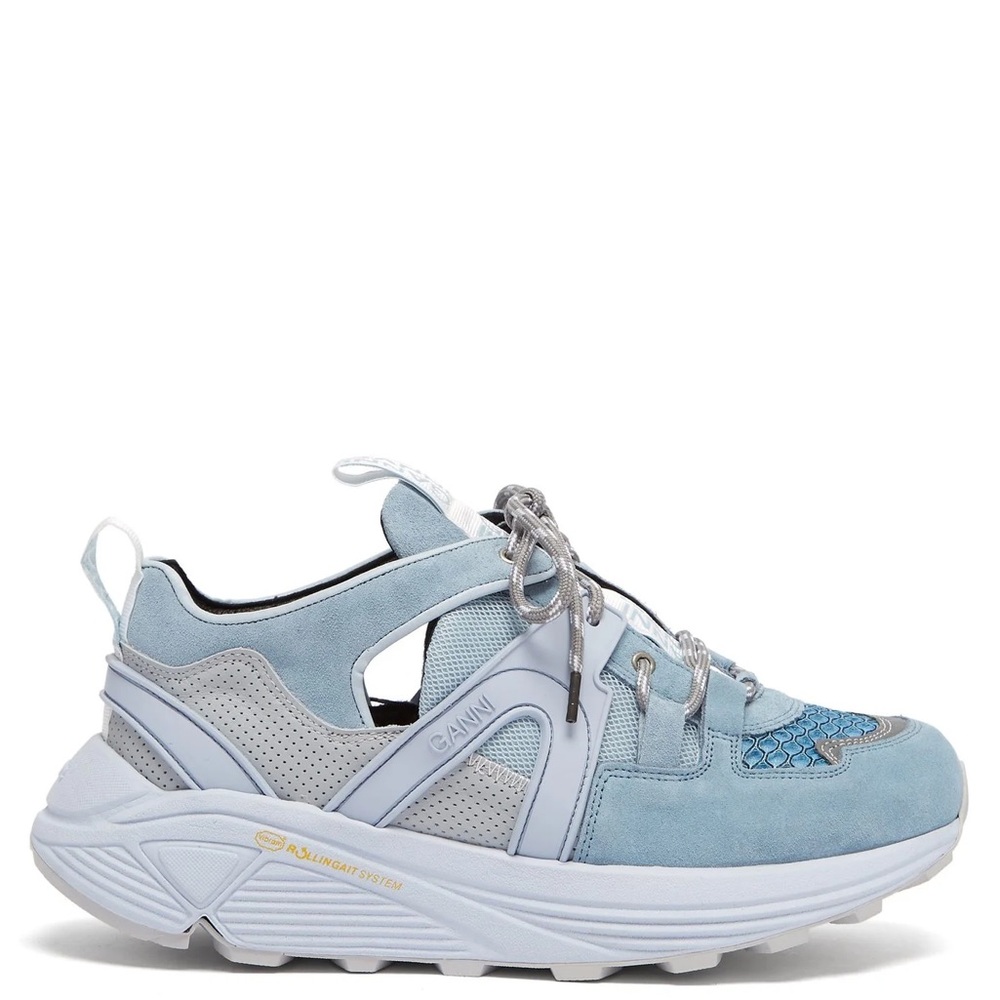 Ganni Brooklyn Suede Blue Athletic Shoes
